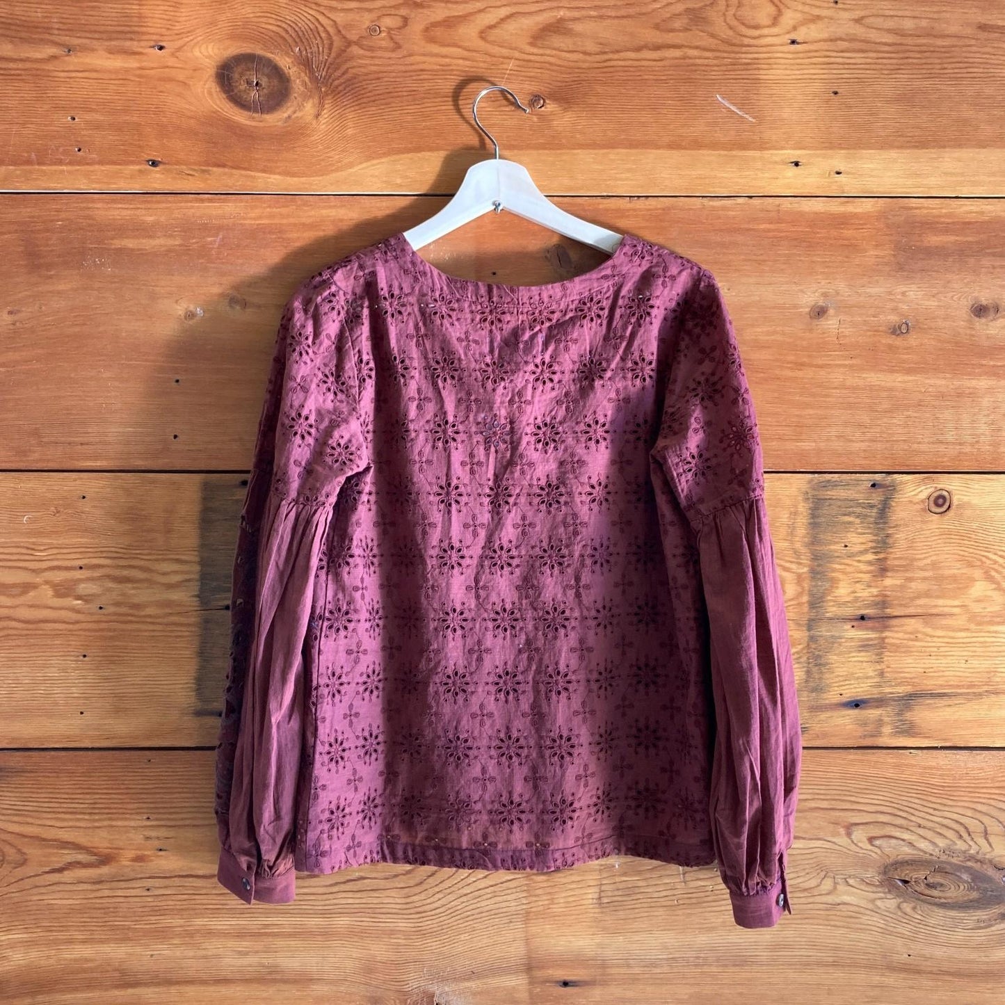 XS - by Anthropologie Raspberry Embroidered Eyelet NEW $148 Shirt Top 1213SM