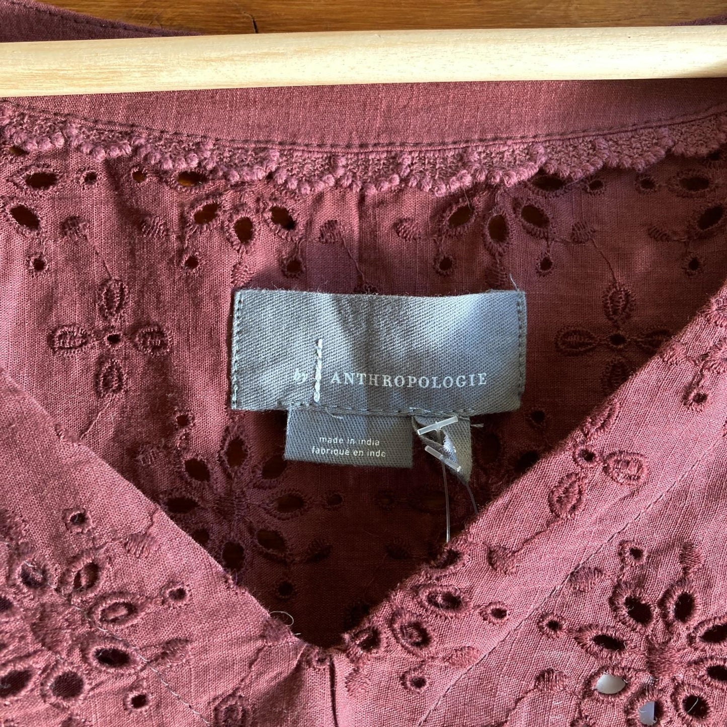XS - by Anthropologie Raspberry Embroidered Eyelet NEW $148 Shirt Top 1213SM