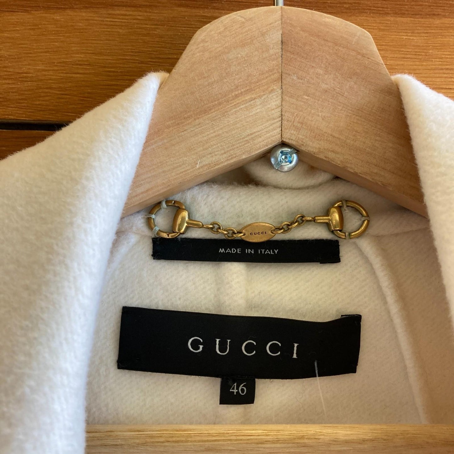 46 / L - Gucci White Wool Angora Open Front Belted Short Sleeve Jacket 1016SS