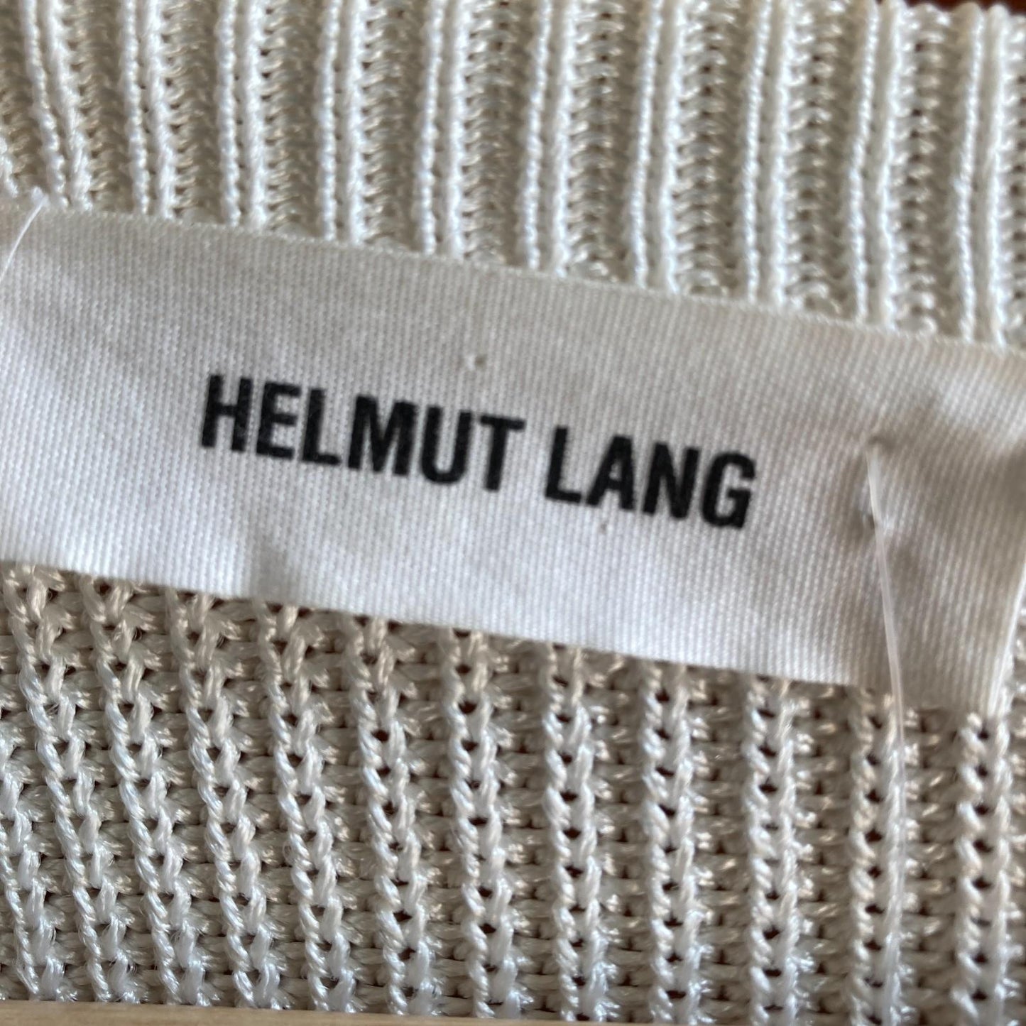 M - Helmut Lang White V Neck Long Sleeve Pullover Knit Sweater 1201SG