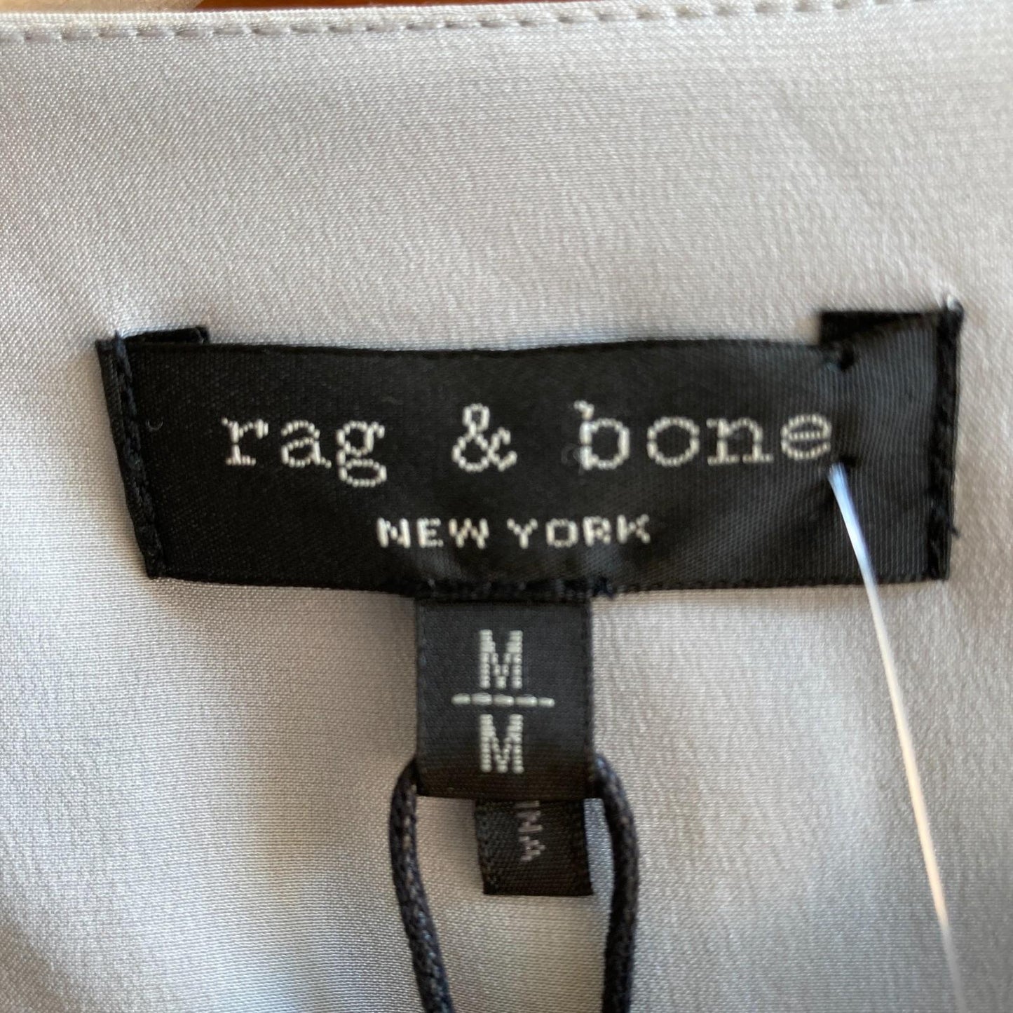 M - Rag & Bone Grey Blue NEW $395 Debbie Long Sleeve 100% Silk Top 0801CS