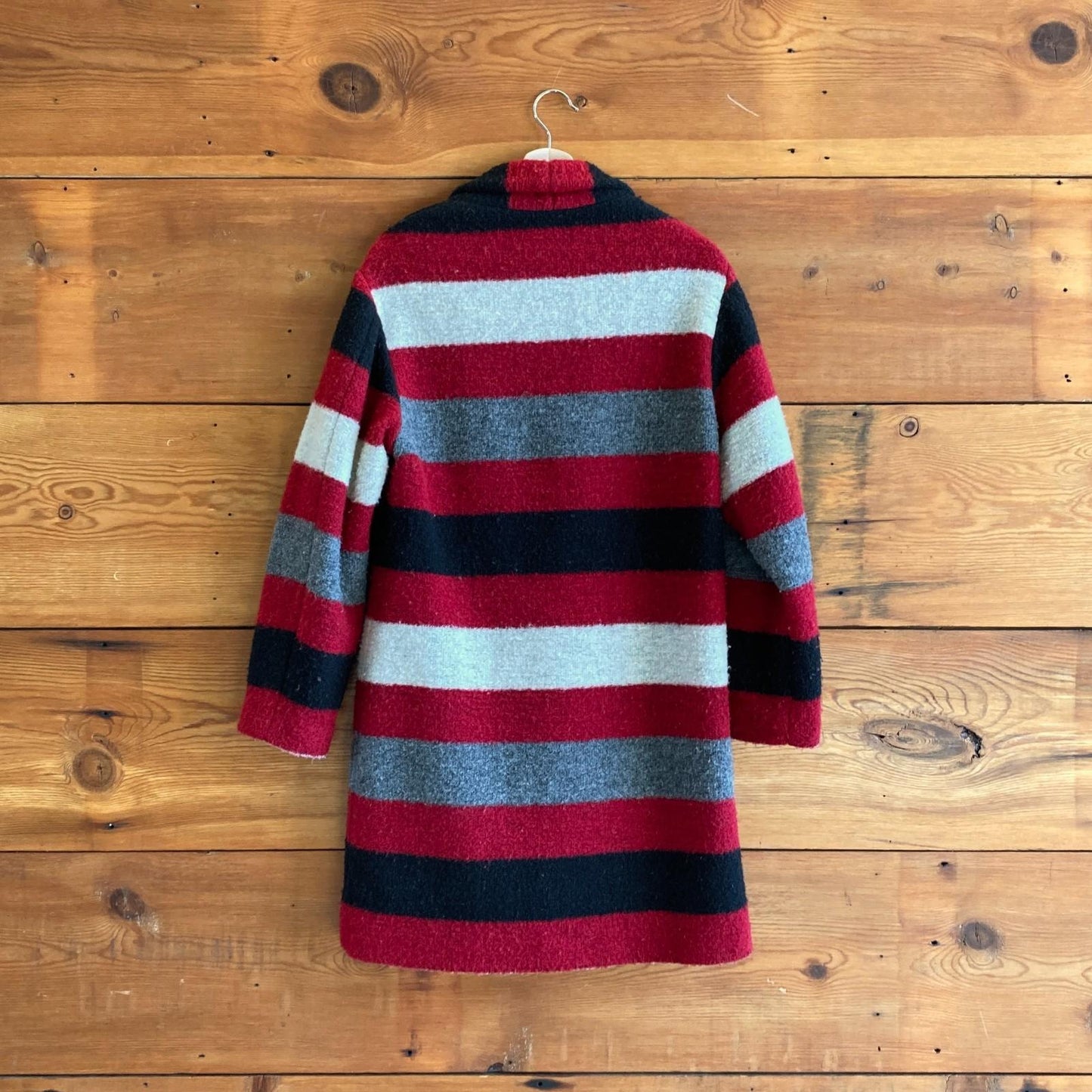 S - Isabel Marant Etoile Wool Striped Single Button Sweater Coat 0810RL