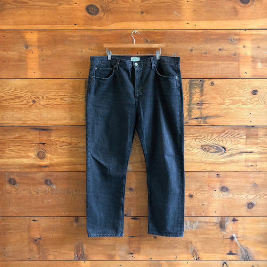34 - AgoldE Black Wash Parker Long Womens Button Fly Straight Leg Jeans 0720LP