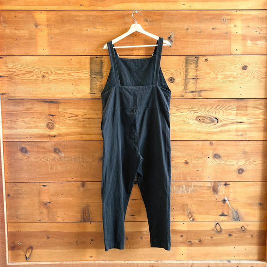 M - Baserange Black Minimalist Straight Leg Low Back Overalls Jumpsuit 1005SS
