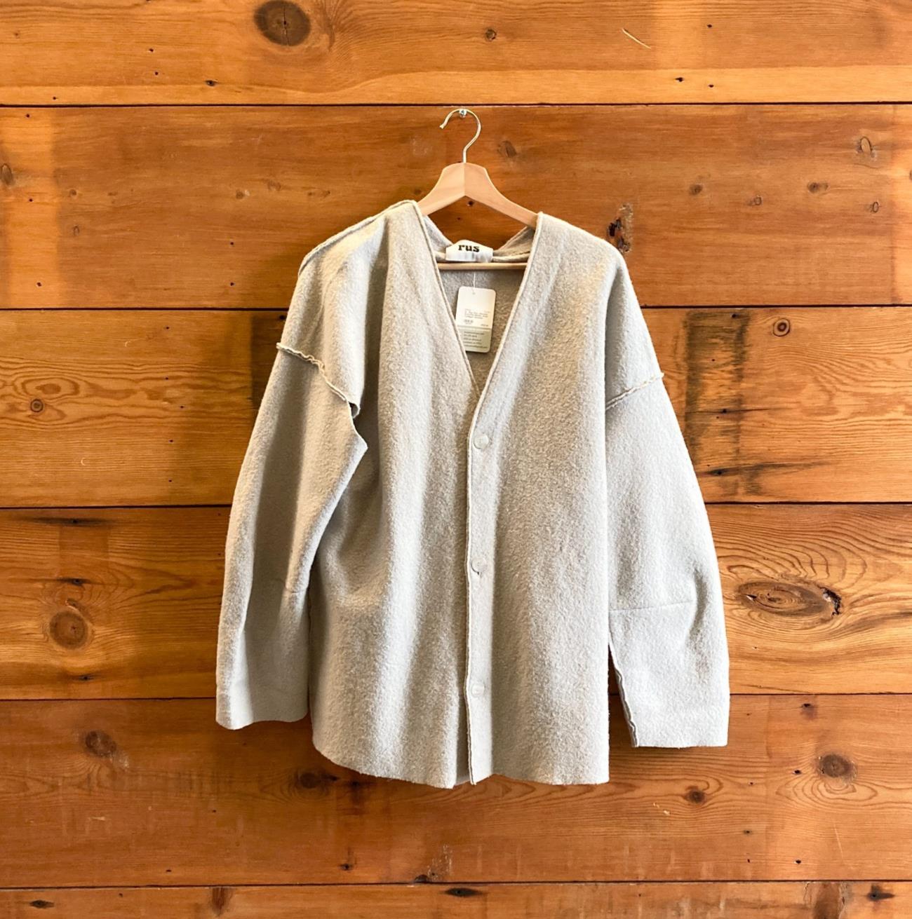 S - Rus Grey Mantelio Extrafine Merino Wool Cardigan Sweater Jacket 1117KW