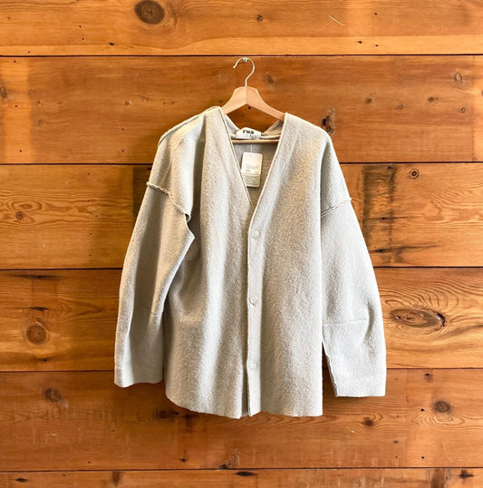 S - Rus Grey Mantelio Extrafine Merino Wool Cardigan Sweater Jacket 1117KW