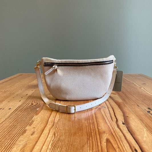 Clare V.  Cream Perforated Grande Fanny Pack Crossbody Bag Purse 0425KN