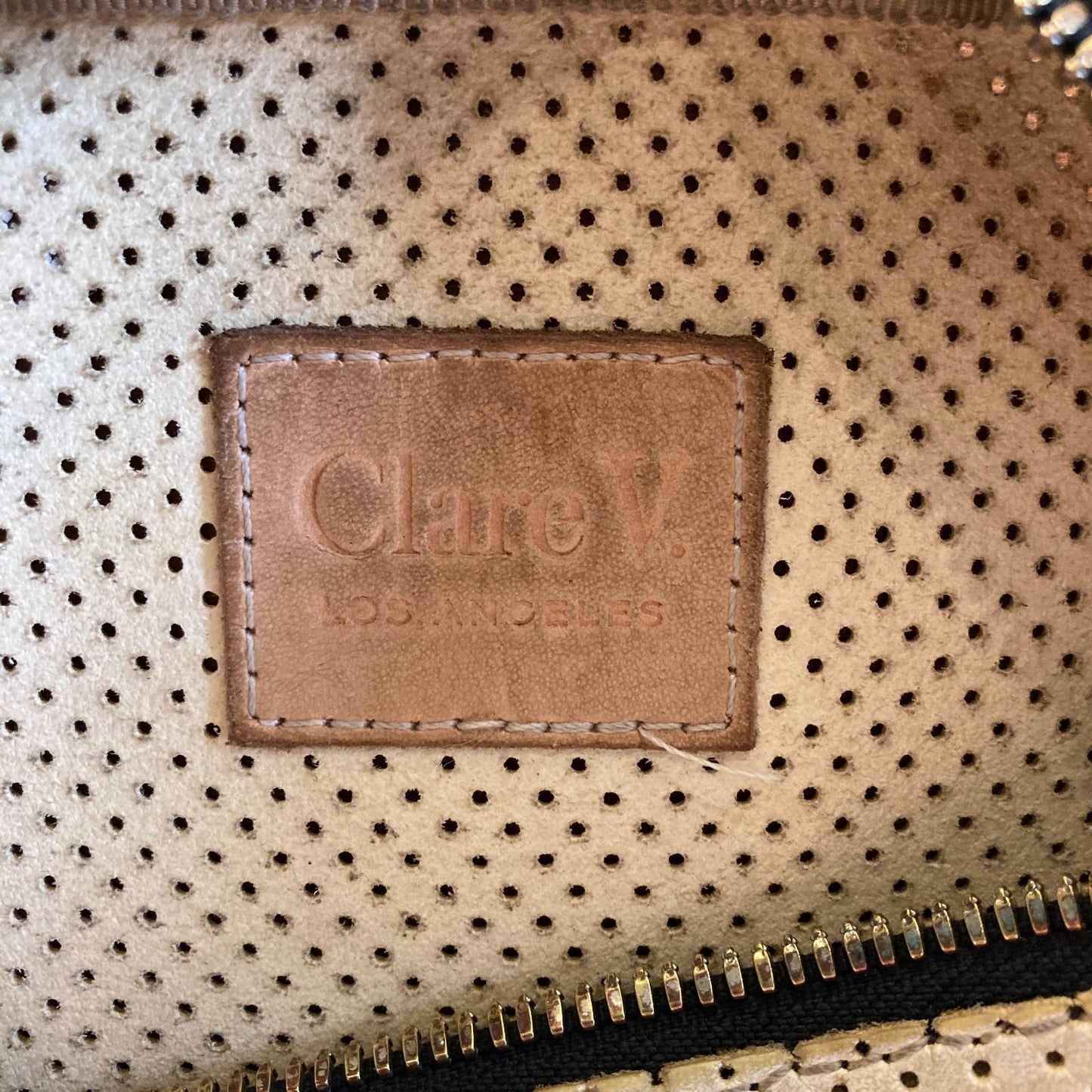 Clare V.  Cream Perforated Grande Fanny Pack Crossbody Bag Purse 0425KN