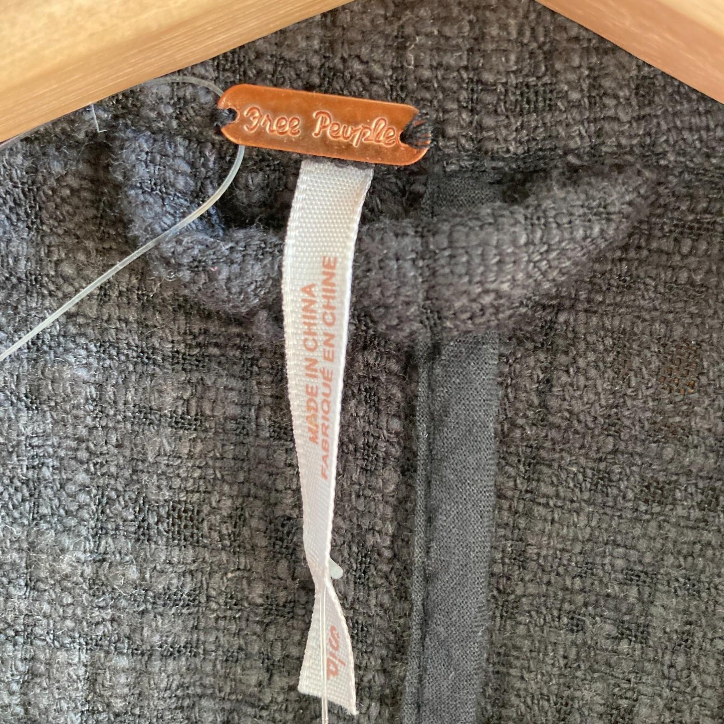 S - Free People Black Textured Cotton NEW $148 Belted Jacket 0113TS