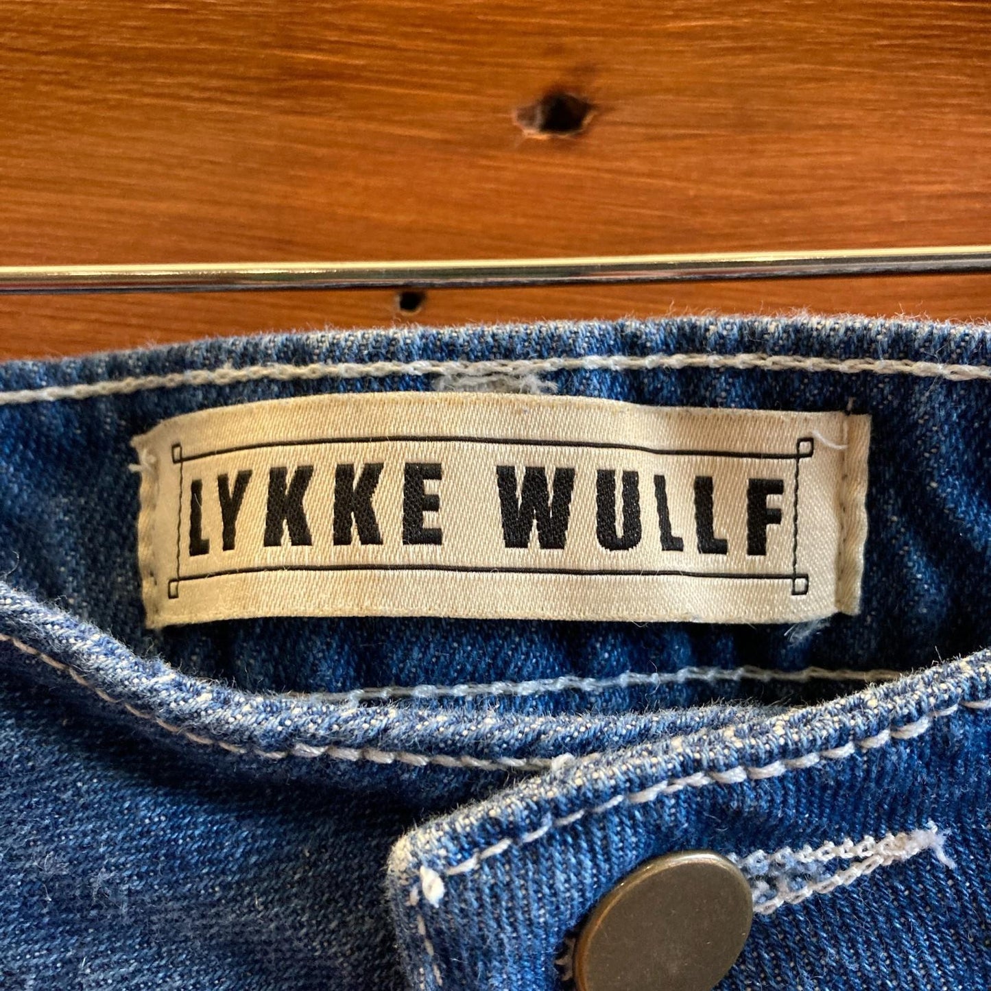 2 - LYKKE WULLF Dark Wash Contrast Stitch Womens Carpenter Pants 0312IG