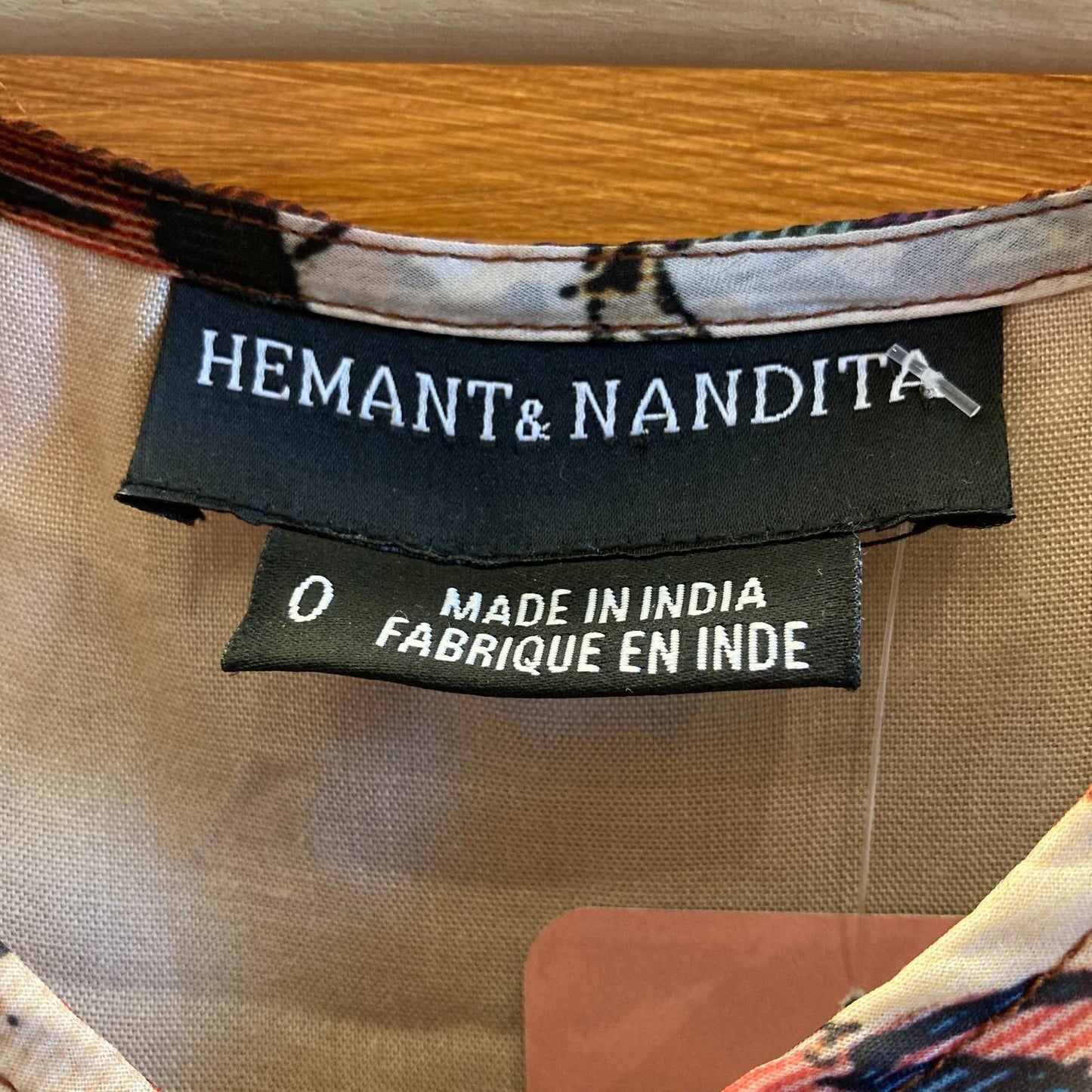 0 / XS - Hemant & Nandita Anthropologie Red Floral V-Neck Midi Dress 1118SM