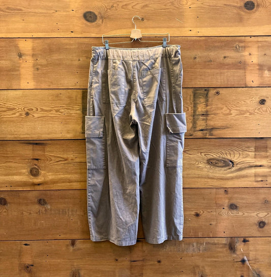 L - Prairie Underground Khaki Brown Wide Leg Cotton Cargo Pants w/ Belt 0114KE