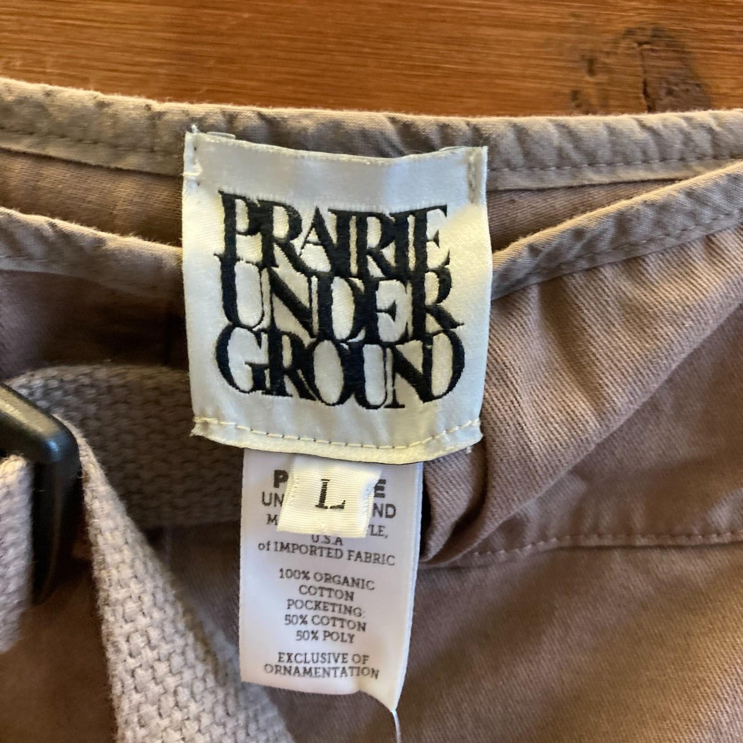 L - Prairie Underground Khaki Brown Wide Leg Cotton Cargo Pants w/ Belt 0114KE