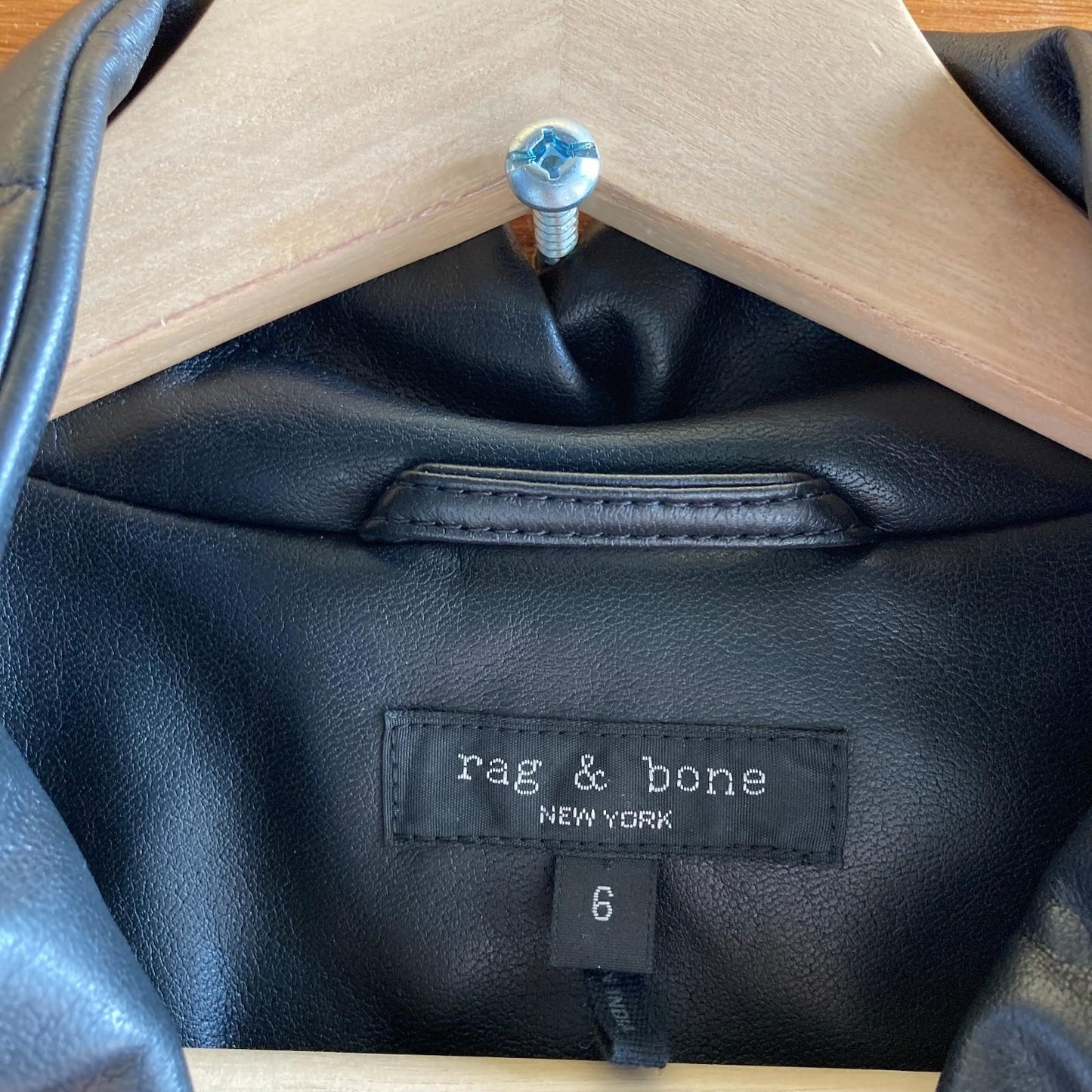 6 - Rag & Bone Black Faux Leather Button Front Slade Blazer Jacket 0504AK