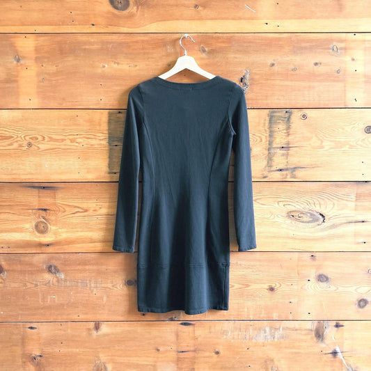 XS - Prairie Underground $187 Black Organic Cotton Messenger Dress NEW 0120SC