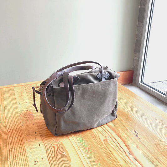 Filson Otter Green Canvas Top Handle Shoulder Tote Bag With Zipper 0419NR