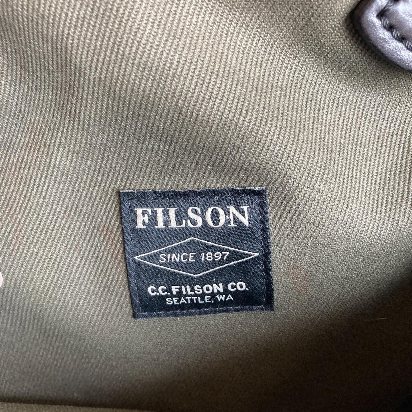 Filson Otter Green Canvas Top Handle Shoulder Tote Bag With Zipper 0419NR