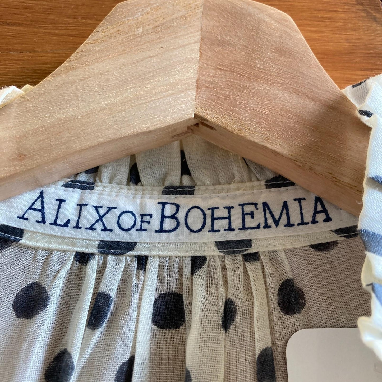 L - Alix of Bohemia White Black Polka Dot Ruffled Annabel Shirt Top 0419NR