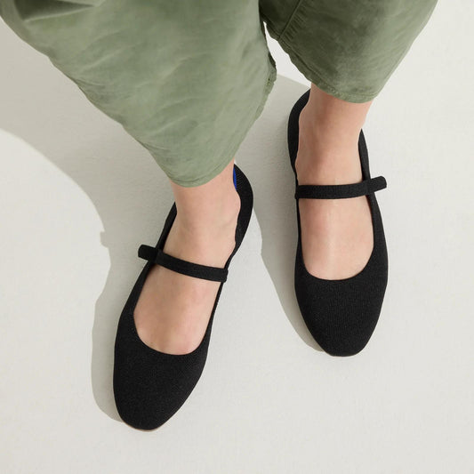 7.5 - Rothy's Black The Square Mary Jane Ballet Flats Womens Shoes 0315MN
