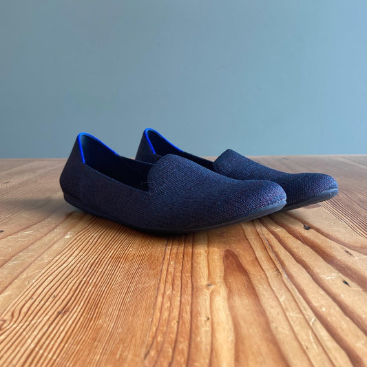 9 - Rothy's Navy The Loafer Round Toe Knit Fabric Flats Shoes 1103ES