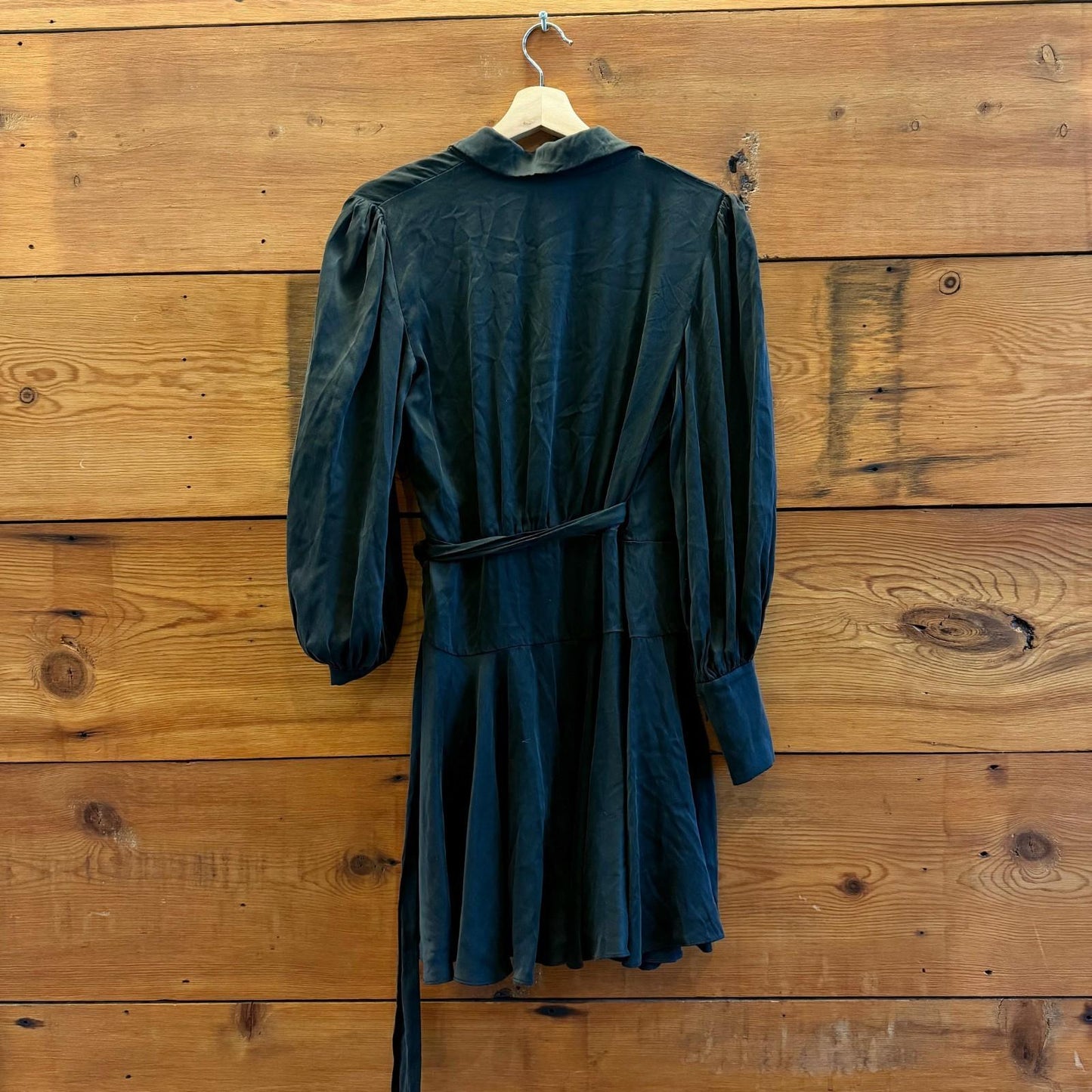 1 / S - Zimmerman Black 100% Silk Long Sleeve Wrap Dress 0826NH