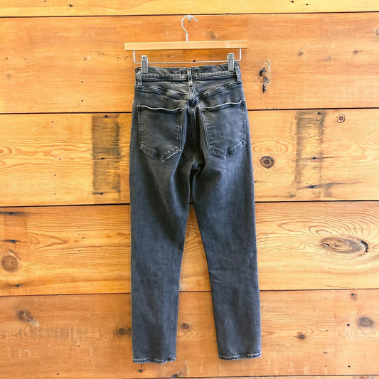 25 - Agolde Black Wash Riley High Rise Straight Crop Stretch Jeans 1229MH