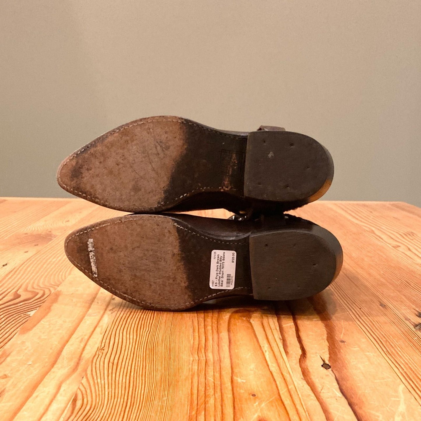 9.5 - Frye Dark Brown Leather Studded Billy Biker Short 76175 Boots 1111KF