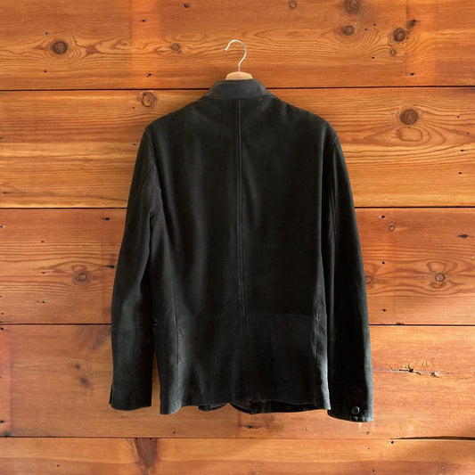 XS Mens - AllSaints Black Headen Leather Double-Layered Blazer Jacket 1120SM