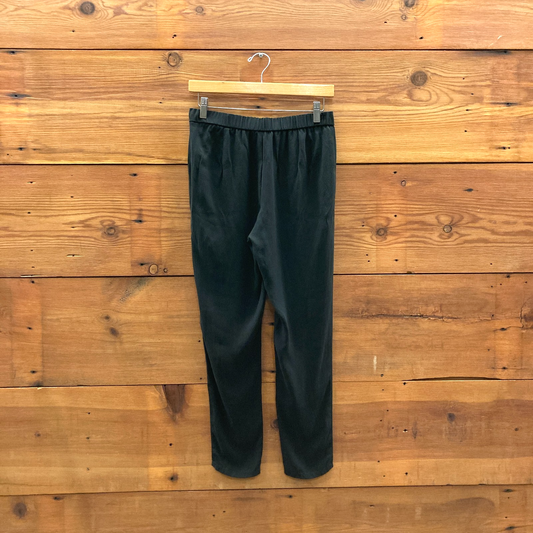 PP / XS - Eileen Fisher Black Pull-On Elastic Waist 100% Silk Pants 1128SD