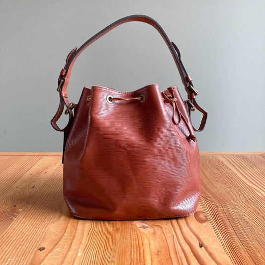 Louis Vuitton Kenyan Fawn Cipango Petite Epi Noe Drawstring Bucket Bag 1203TR