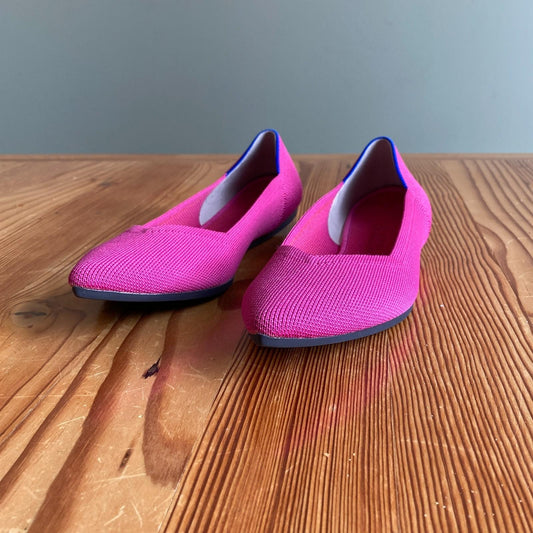 9 - Rothy's Dark Pink Pointed Toe Flats Slip On Knit Comfort Shoes 1209JS