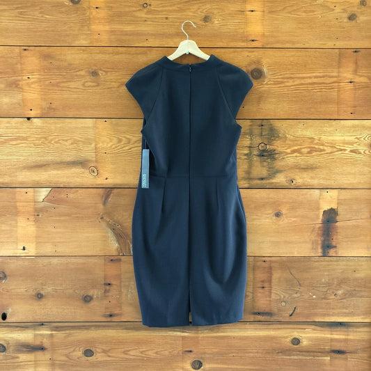 12 - Badgley Mischka $395 Navy Blue Cap Sleeve Tailored Dress NEW 1209SH