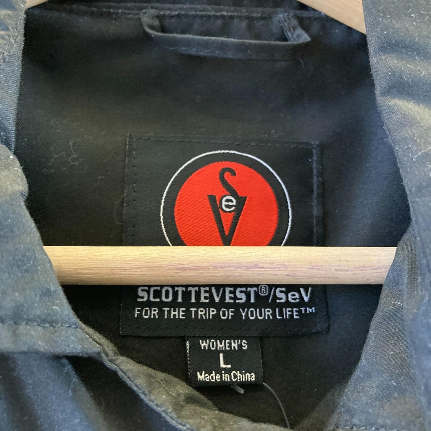 L - Scottevest Black Belted Double Breasted Hidden Pocket Trench Jacket 1209SH