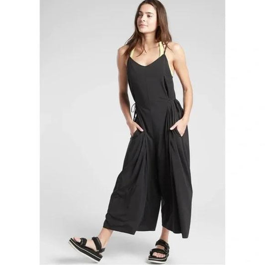 2 - ATHLETA Black Sayulita Yoga Travel Leisure Lightweight Jumpsuit 0925MF