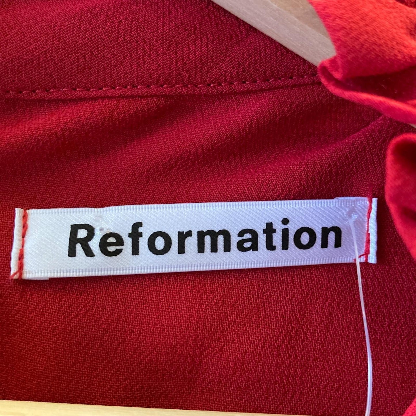 4 - Reformation Deep Red Long Sleeve Sheer Button Up Shirt Dress 1214CM