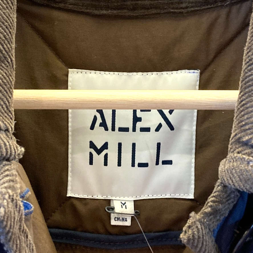 M - Alex Mill Navy Blue Brown Quilted Oversized Utility Barn Jacket 0815CJ