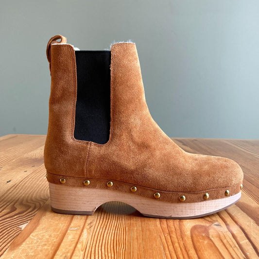 9 - J Crew Faux-fur Lined Clog Suede Pull-On Studded Womens Boots 0107KA