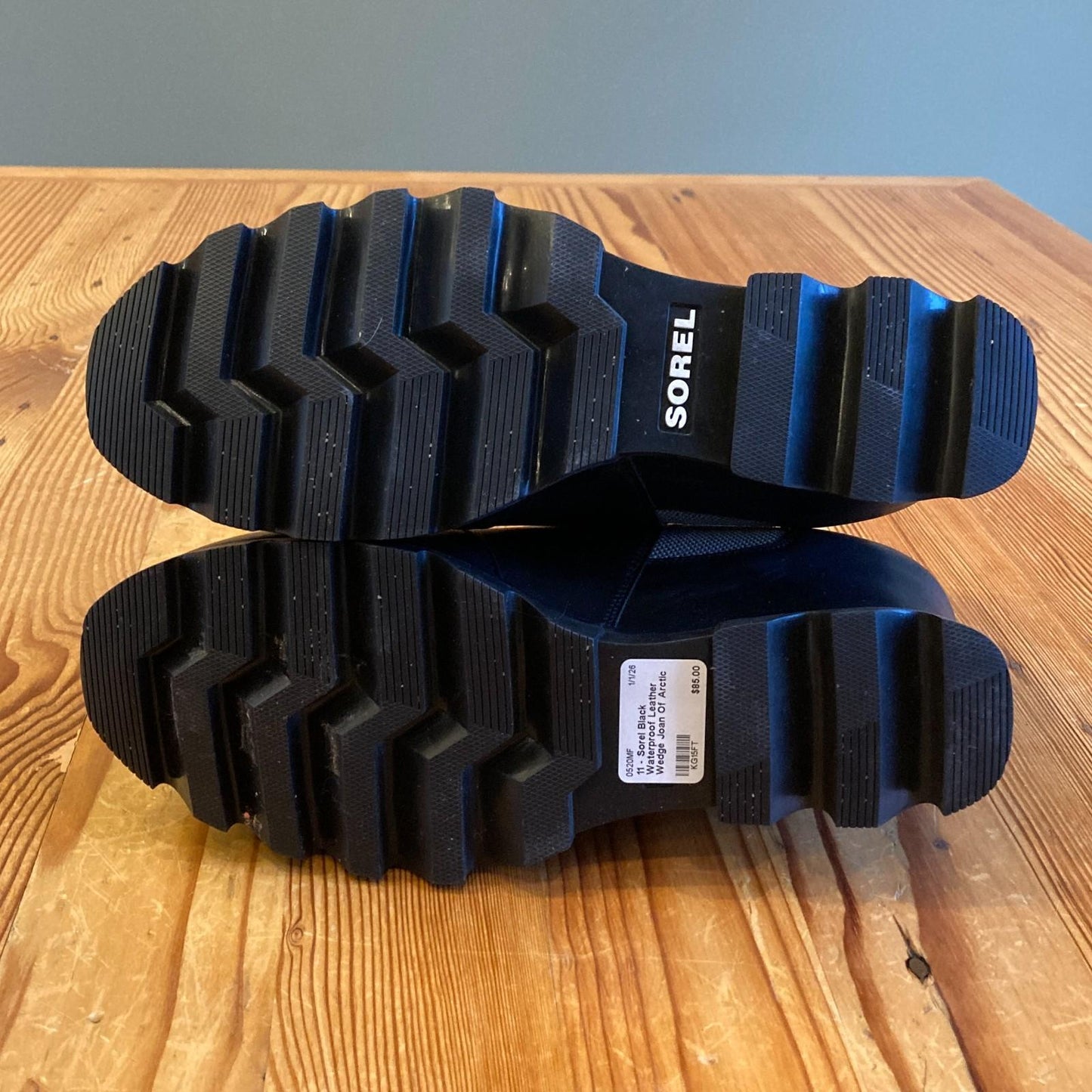 11 - Sorel Black Waterproof Leather Wedge Joan Of Arctic Chelsea Boots 0520MF