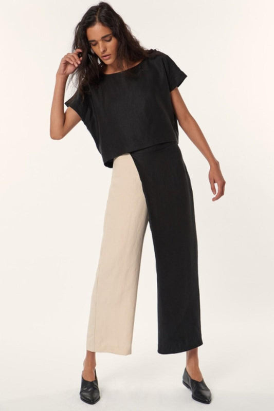 4 - Mara Hoffman $295 Black & Cream Unita Wide Cropped Leg Pants 0605MH