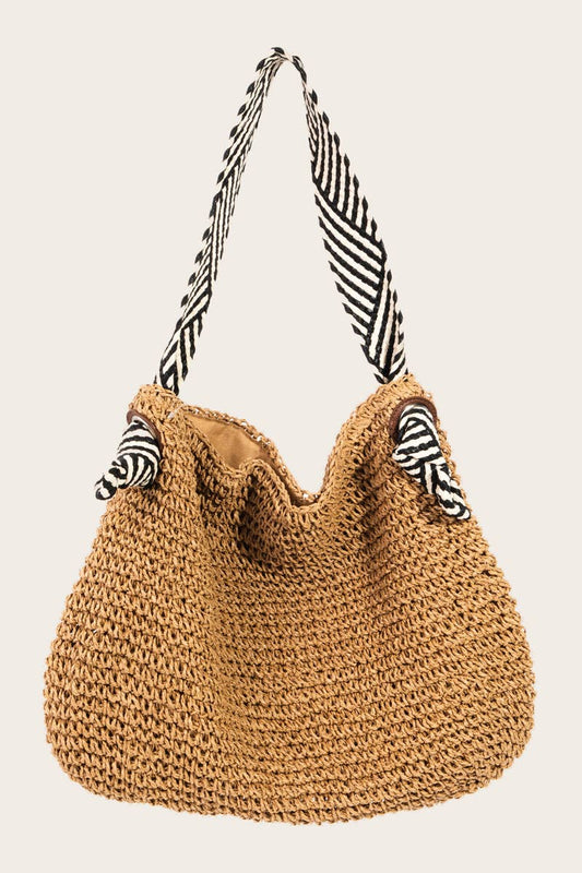 Striped Strap Straw Braid Bag: IV