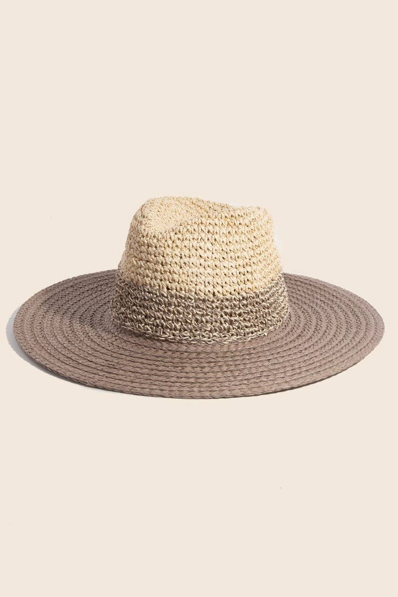 Tone Contrast Straw Hat: KA