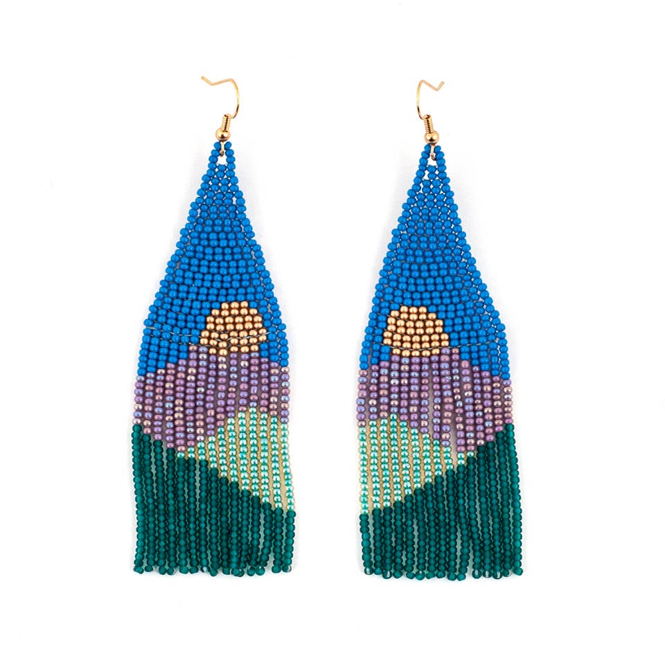 Altiplano - Vista Beaded Fringe Earring: Seafoam sand