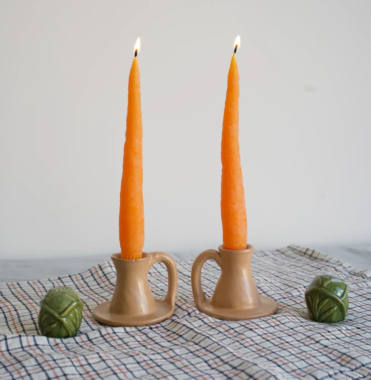Happy Organics - *NEW* Carrot Beeswax Candles Taper Pair - 8inches tall