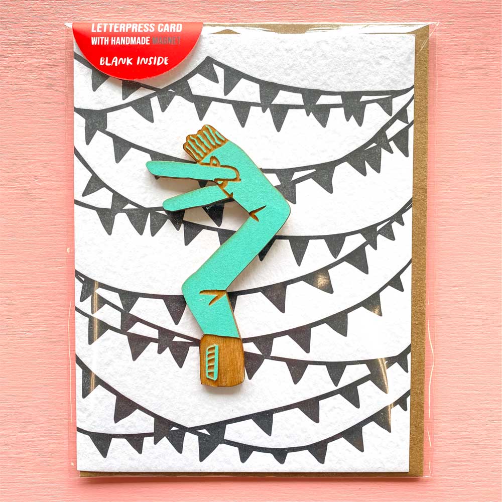 Air Dancer Magnet w/ Letterpres Pennant Card: Yellow