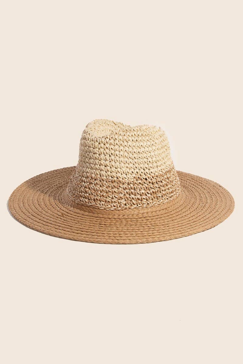 Tone Contrast Straw Hat: KA