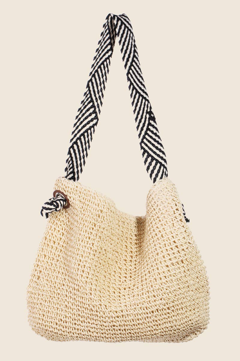 Striped Strap Straw Braid Bag: IV