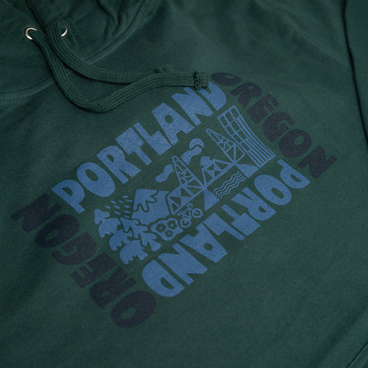 Portland OR Skyline Hoodie (Green): M