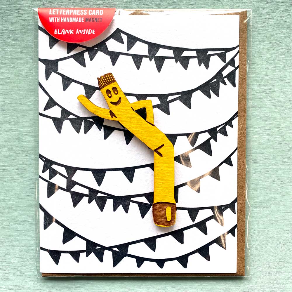 Air Dancer Magnet w/ Letterpres Pennant Card: Yellow
