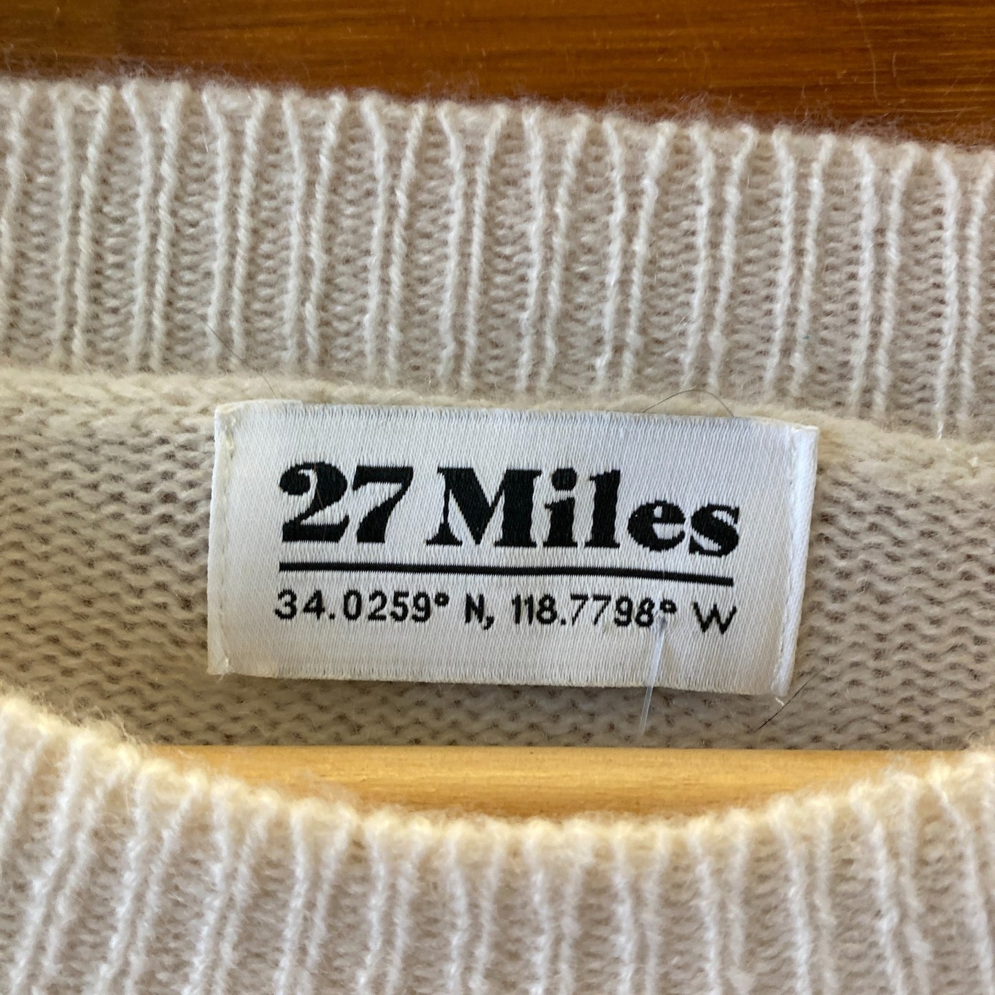 S/M - 27 Miles Ivory Brown Striped Pullover Crew Neck Cashmere Sweater 0224LJ