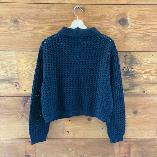 Velvet Graham & Spencer Black Button Front Cardigan Sweater - Size M - 4427SC